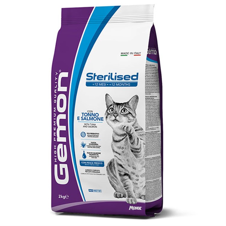 Gemon Cat Adult Sterilised con Tonno e Salmone 2 kg Gatto