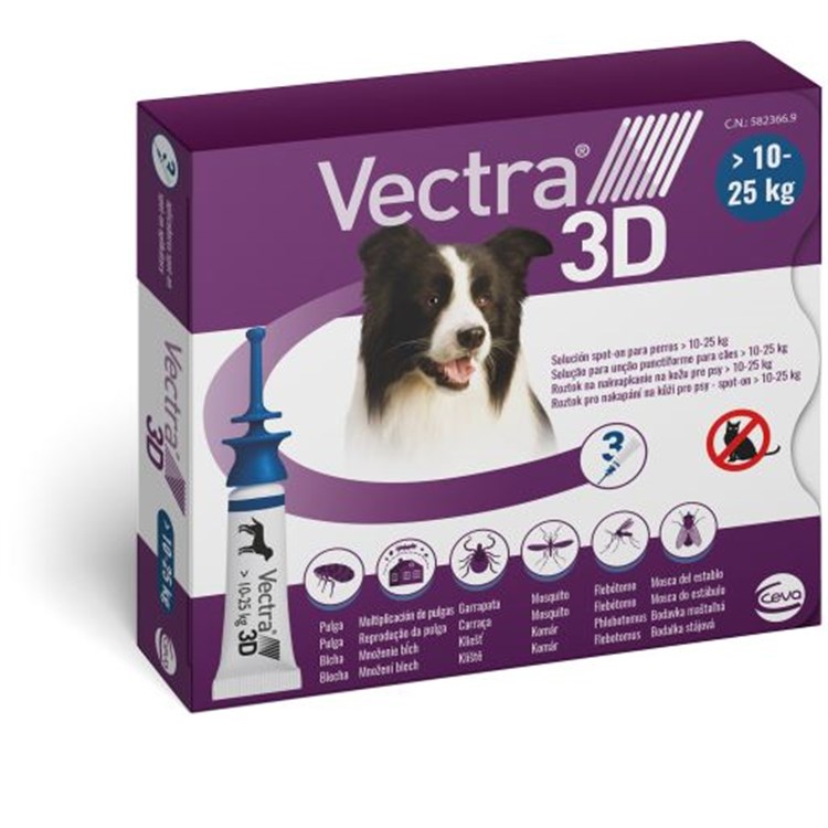 Vectra 3D Blu Spot-On da 10 a 25 kg 3 Pipette per cani